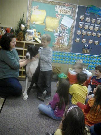 Mantle Great Dane with kids